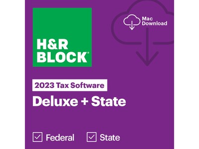 H&R Block Tax Software Deluxe + State 2023 for 1 User, macOS, Download (1326800-23)