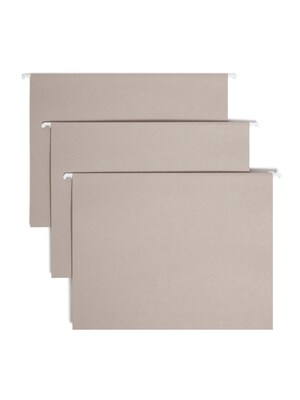 Smead Hanging File Folders, 1/5-Cut Tab, Letter Size, Gray, 25/Box (64063)
