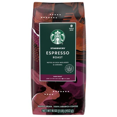 Starbucks Espresso Whole Bean Coffee, Dark Roast, 16 oz. (11017855)