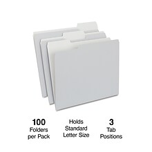 Staples® File Folders, 1/3 Cut Tab, Letter Size, Gray, 100/Box (TR433664)