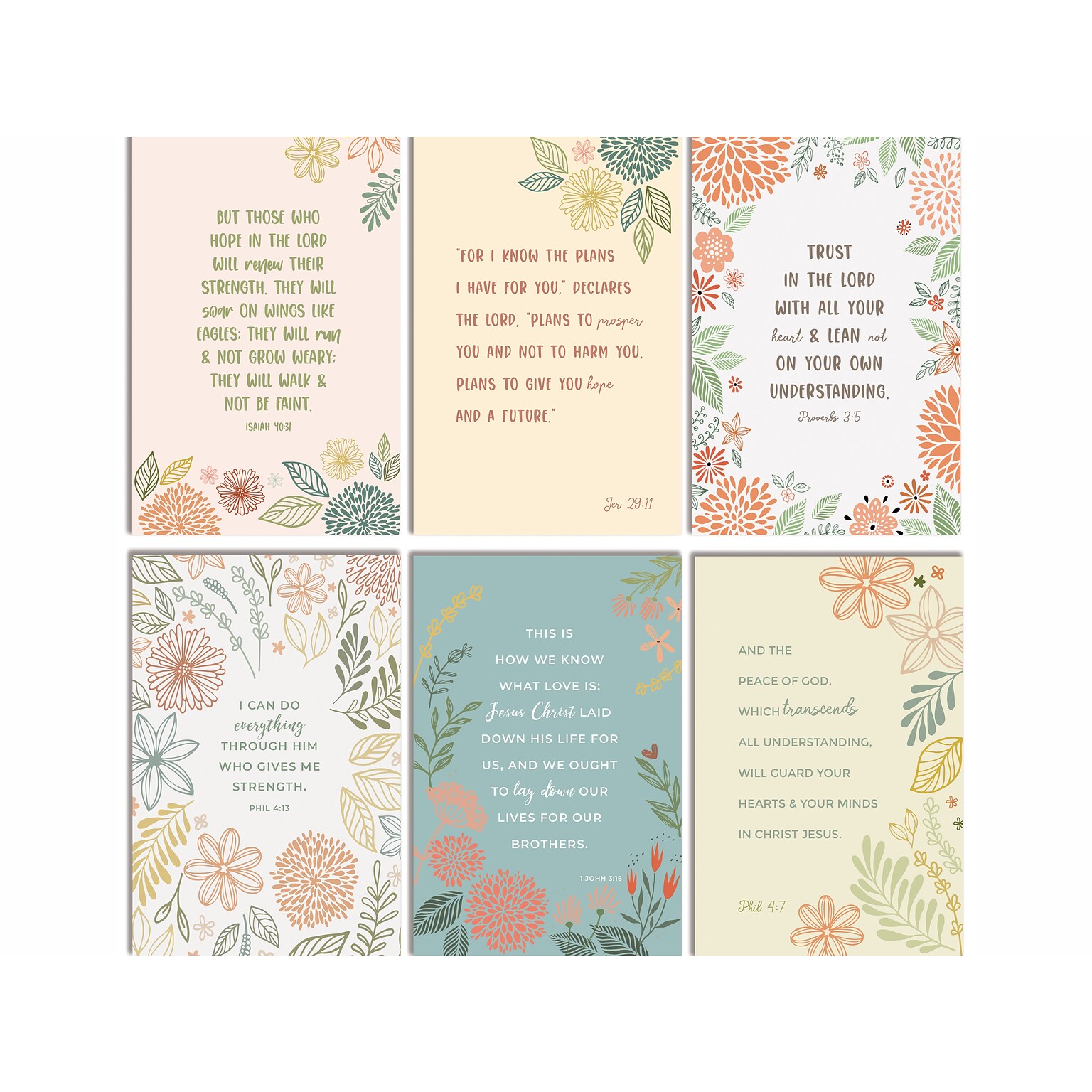 Better Office Bible Verses Encouragement Cards with Envelopes, 6 x 4, Assorted Colors, 50/Pack (64637-50PK)