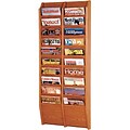 Wooden Mallet Solid Wood Literature Display Unit; 48x20-1/2x3-3/4, Oak 20-Pckt Wall Magazine Rack