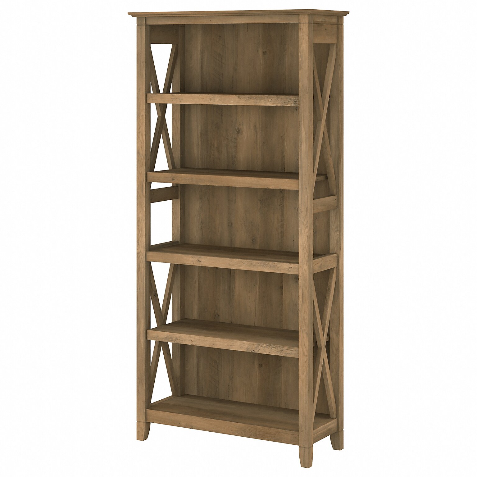 Bush Furniture Key West 66H 5-Shelf Bookcase with Adjustable Shelves, Reclaimed Pine Laminated Wood (KWB132RCP-03)