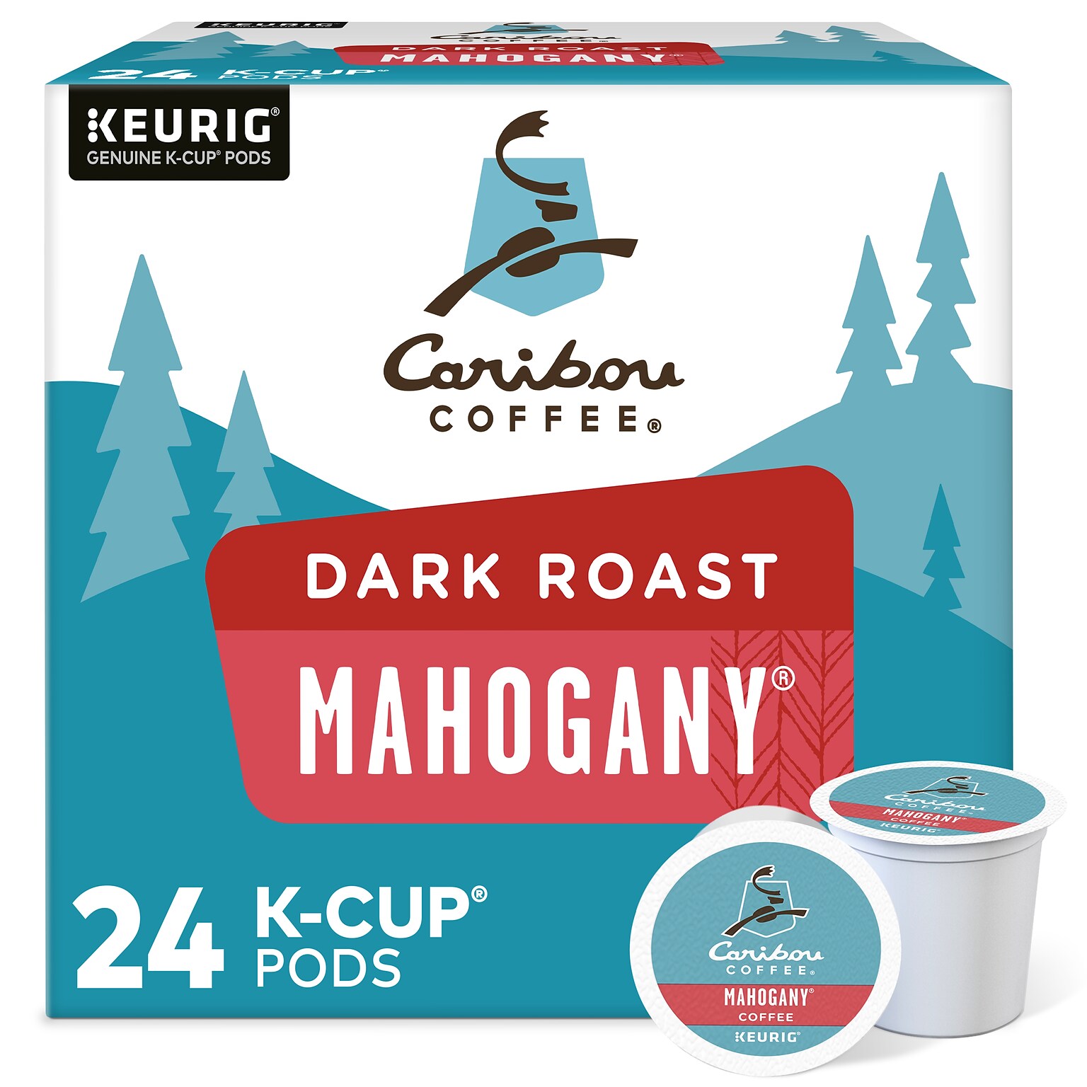 Caribou Mahogany Coffee, Dark Roast, 0.40 oz. Keurig® K-Cup® Pods, 24/Box (6990)