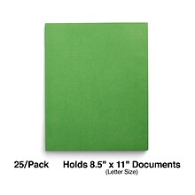 Staples Smooth 2-Pocket Paper Folder, Green, 25/Box (50753/27533-CC)