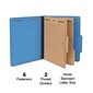 Quill Brand® 2/5-Cut Pressboard Classification Folders with Pockets, 2 Partitions, 6-Fasteners, Letter, Blue, 15/Box (736026)