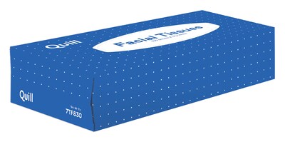 Quill Brand® Flat Box Facial Tissue, 2-Ply, White, 100 Sheets/Box (7TF830-QCC)