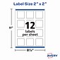 Avery Print-to-the-Edge Laser/Inkjet Labels, 2" x 2", Glossy White, 12 Labels/Sheet, 10 Sheets/Pack, 120 Labels/Pack (22565)