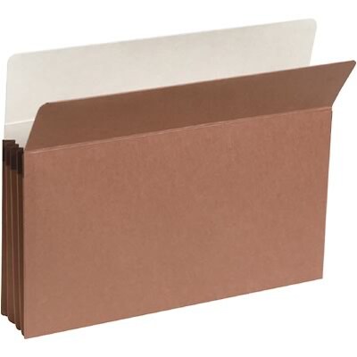 Quill Brand® Reinforced File Pocket, 3 1/2" Expansion, Letter Size, Brown, 25/Box (7Q1524)