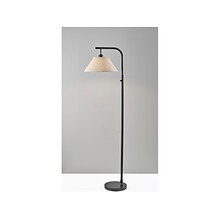 Simplee Adesso Hayes 58 Matte Black Floor Lamp with Tapered Light Brown Shade (SL1181-01)