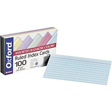 Oxford® Index Cards; 3x5, Ruled, Assorted Colors, 3000/Carton