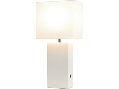 Lalia Home Lexington Table Lamp, White Faux Leather (LHT-3012-WH)