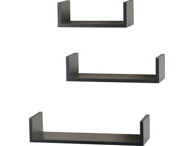 V-Light Wood Wall-Mounted Shelves, Gray, 3/Pack (VW161011G)