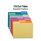 Quill Brand® File Folders, Assorted Tabs, 1/3-Cut, Letter Size, Assorted Colors, 100/Box (740913AD)