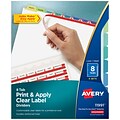 Avery Index Maker Paper Dividers with Print & Apply Label Sheets, 8 Tabs, Pastel, 5 Sets/Pack (11991