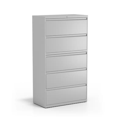 Quill Brand® Commercial 5 File Drawers Lateral File Cabinet, Locking, Gray, Letter/Legal, 36W (2174