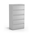 Quill Brand® Commercial 5 File Drawers Lateral File Cabinet, Locking, Gray, Letter/Legal, 36W (2174