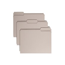 Smead File Folder, 3 Tab, Letter Size, Light Gray, 100/Box (12343)