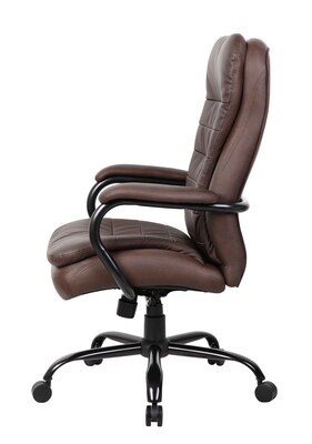 Boss LeatherPlus Faux Leather Executive Big & Tall Chair, 400 lb. Capacity, Bomber Brown (B991-BB)