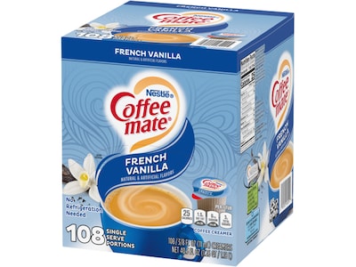 Coffee mate French Vanilla Dairy Free Liquid Creamer, 0.38 fl. oz., 108/Carton (12489620)