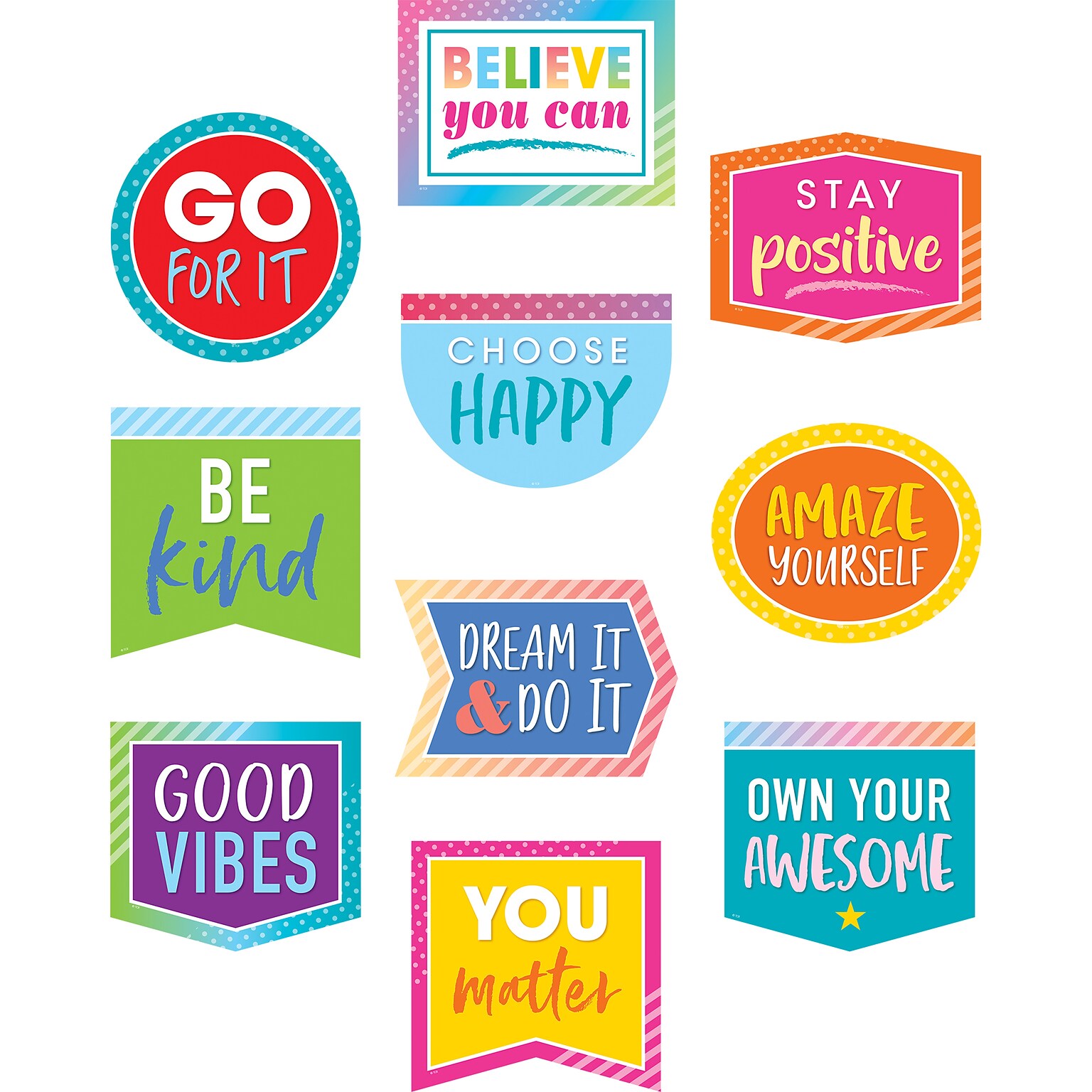 Teacher Created Resources® Colorful Vibes Positive Sayings Accents, 30/Pack (TCR8825)