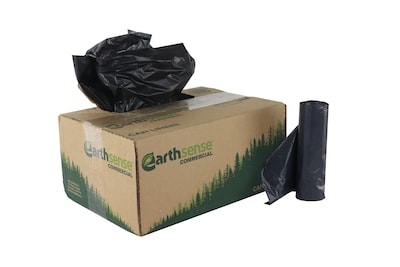 Earthsense 56 Gallon Commercial Recycled Trash Bags, Black, 100/Carton (RNW4750-790212)