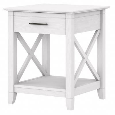 Bush Furniture Key West 20 x 20 End Table with Storage, Pure White Oak (KWT120WT-03)