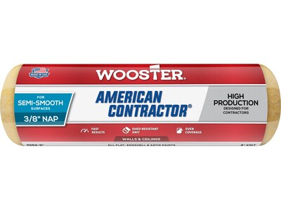 Wooster Brush American Contractor Paint Roller Cover, 9"L, 0.38" Nap, Dozen (00R5620090)