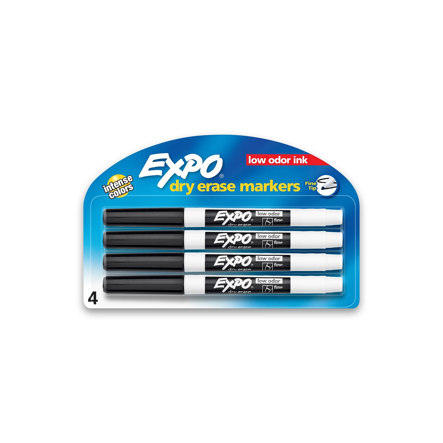 Expo Dry Erase Markers, Fine Tip, Black, 4/Pack (86661)