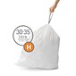 simplehuman Code H 8-9.3 Gallon Trash Bag, 6.5" x 8.9", Low Density, 1.3 mil, White, 240 Bags/Box (CW0258)