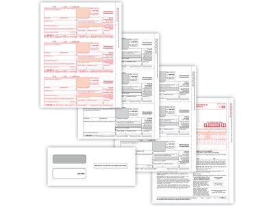 ComplyRight® 1099-NEC 4-Part Tax Form Set with Envelopes, 3-Up, Copy A, B, C, C, Pack of 50