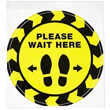 Avery Directional Please Wait Here Preprinted Floor Decals, 10.5 Diameter, Yellow/Black, 5/Pack (