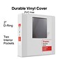 Staples® Standard 2" 3 Ring View Binder with D-Rings, White, 6/Pack (26444CT)