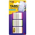 Post-it® Durable Tabs, 1 Wide, Lined, Assorted Colors, 66 Tabs/Pack (686L-PGO)