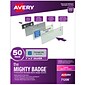 Avery The Mighty Badge Laser Reusable  Magnetic Name Badge System, 1" x 3", Silver, 120 Inserts, 50/Pack (71208)