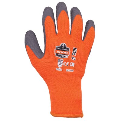 Ergodyne ProFlex 7401 Winter Work Gloves, Fleece Lined, Latex Coated Palm, Orange, Large, 144 Pairs