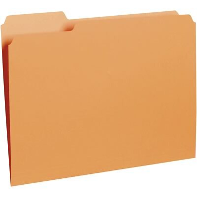 Quill Brand® Interior File Folders, 1/3-Cut, Letter Size, Orange, 100/Box (7391OE)