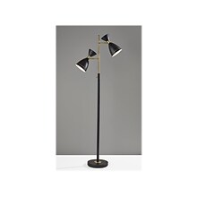 Adesso Oscar 68 Antique Brass/Black Metal Floor Lamp with 2 Cone Shades (4285-01)