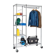 Honey-Can-Do Rolling Closet with Garment Bar and Shelves, 18W, Chrome (SHF-01567)