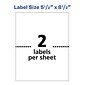 Avery Laser/Inkjet Shipping Labels, 5-1/2" x 8-1/2", White, 2 Labels/Sheet, 250 Sheets/Box (95930)
