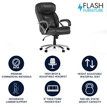 Flash Furniture HERCULES Series Ergonomic LeatherSoft Swivel Big & Tall Executive Office Chair, Blac