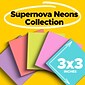 Post-it Super Sticky Notes, 3 x 3 in., 24 Pads, 70 Sheets/Pad, 2X the Sticking Power, Supernova Neons Collection