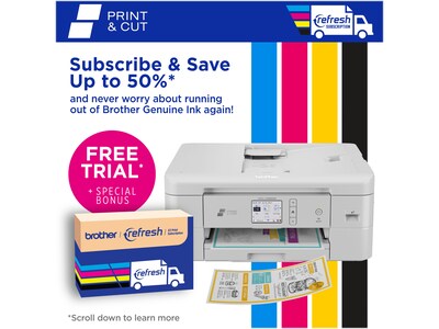 Brother Print & Cut MFC-J1800DW Wireless Color All-in-One Inkjet Printer w/ Auto Paper Cutter, Refresh Subscription Eligible