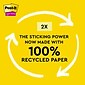 Post-it Recycled Super Sticky Notes, 3" x 5", Canary Collection, 70 Sheet/Pad, 12 Pads/Pack (655R-12SSCY)
