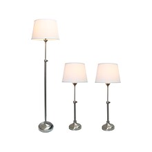 Lalia Home Perennial 58.5/30 Brushed Nickel Three-Piece Floor/Table Lamp Set with Tapered Shades (