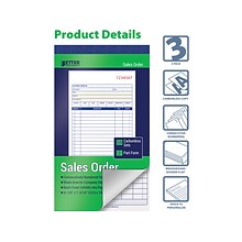 Better Office 2-Part Carbonless Sales Order Book, 4.13 x 7.19, 50 Sets/Book, 3 Books/Pack (66003-3