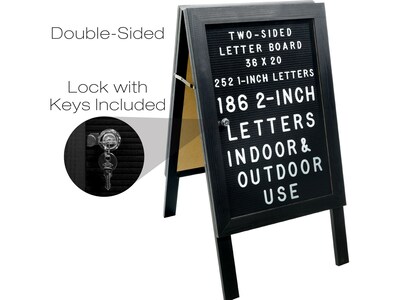 Excello Global Products Indoor/Outdoor A-Frame Sidewalk Sign, 20" x 27", Black (EGP-HD-0084-BLK)