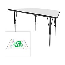 Correll Trapezoid Activity Table, 60 x 30, Height-Adjustable, Frosty White/Black (A3060DE-TRP-80)