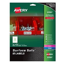 Avery Surface Safe Laser/Inkjet ID Labels, 7/8 x 2-5/8, White, 33 Labels/Sheet, 25 Sheets/Pack (61