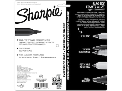 Sharpie Glam Pop Permanent Markers, Fine Tip, Assorted Colors, 12/Pack (2185226)